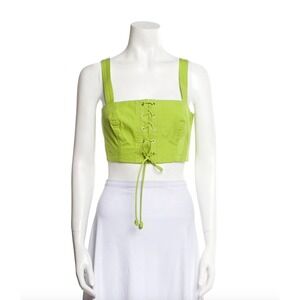 Ulla Johnson Lace-Up Crop Top Womens M Isla Neon Green Festival Coquette Y2K
